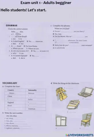 Adults Beginner Exam - New English File