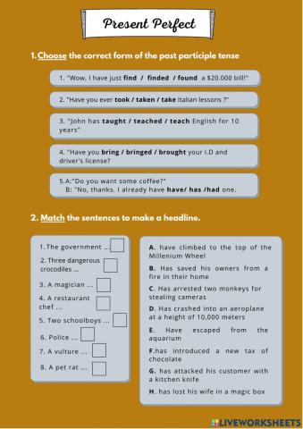 Present Perfect - News headlines
