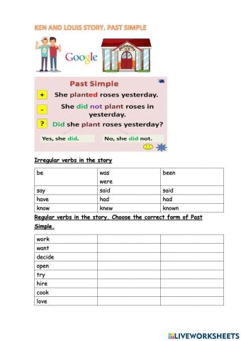 Past Simple Regular Verbs. Story