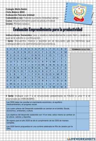 Evaluación Emprendimiento - Primero