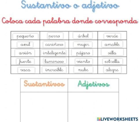 Sustantivos y adjetivos