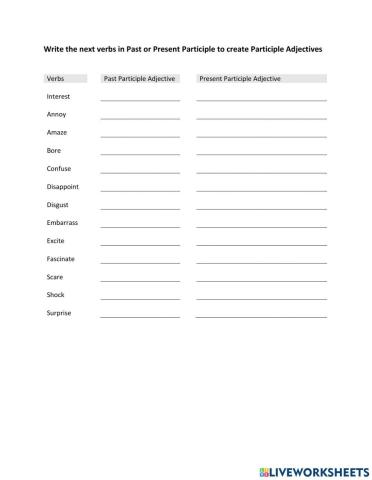 Participle Adjective ending