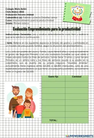 Evaluación Emprendimiento - Primero