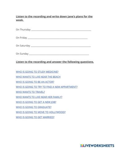 EXAMEN PRESENTE PERFECTO GOING TO