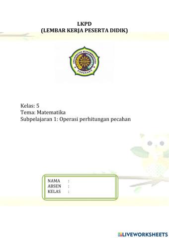 LKPD Subpelajaran 1 Kelas 5