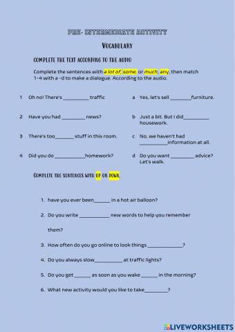 Vocabulary Pre-Intermediate