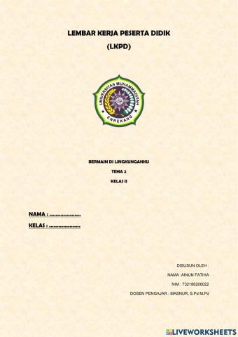 Lkpd bermain di lingkunganku tema 2 kls 2