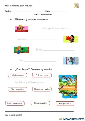 Ficha Lengua 53-1EP-Escribir oraciones