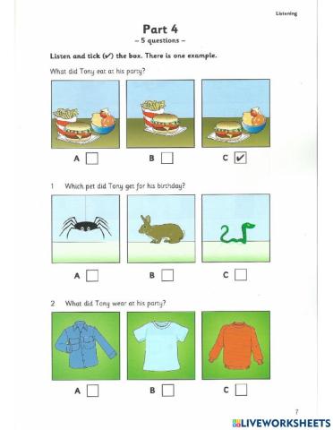 Movers 7 - T1 - Listening 4