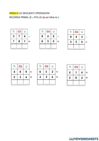 Addizioni e sottrazioni