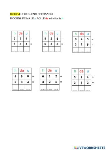 Addizioni e sottrazioni