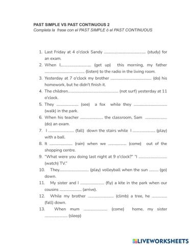 Past simple past continuous 2