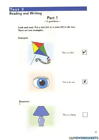 Starters - Test 3 - Book 5 - Reading + Writing