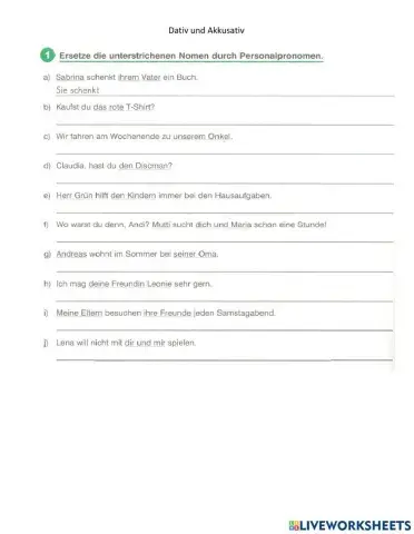 Personalpronomen im Dativ und Akkusativ