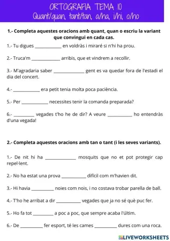 Ortografia: quant-quan, tant-tan, a-ha, i-hi, o-ho