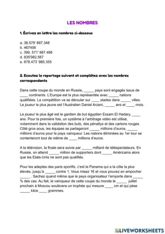 Mondial-les nombres