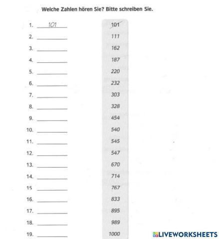 Zahlen hören 2