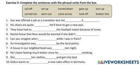 Phrasal Verbs - Exercise 2