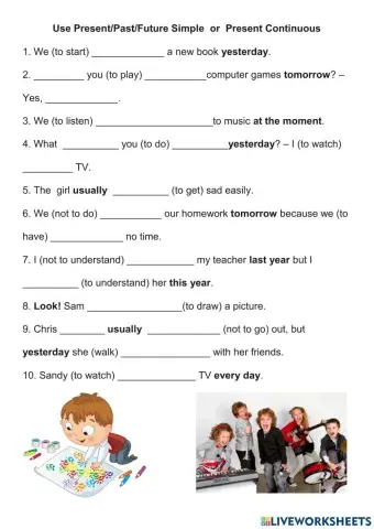 Presentpastfuture simple or present continuous