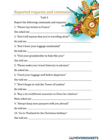 Reported requests and commands