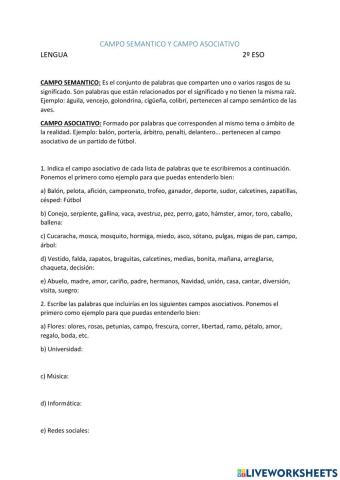 Campo asociativo y semántico