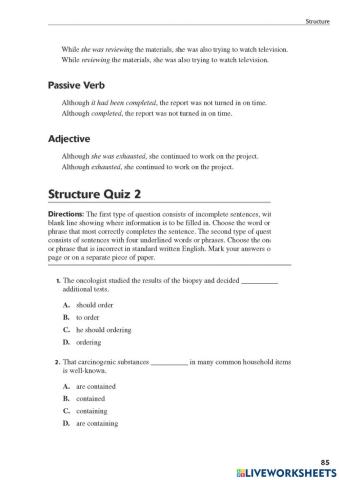 TEOFL Entry -2 For Pre-intermediate