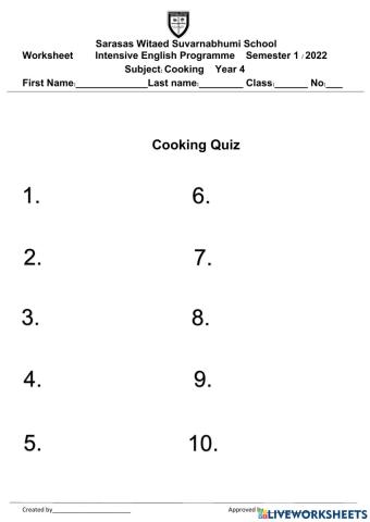 Cooking quiz