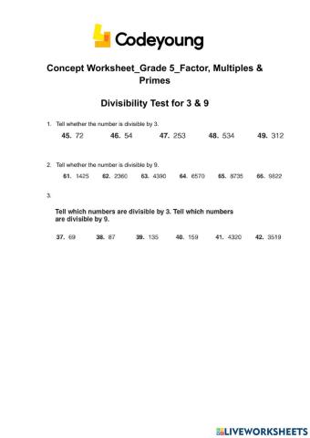 Concept-Divisibility Test for 3 & 9