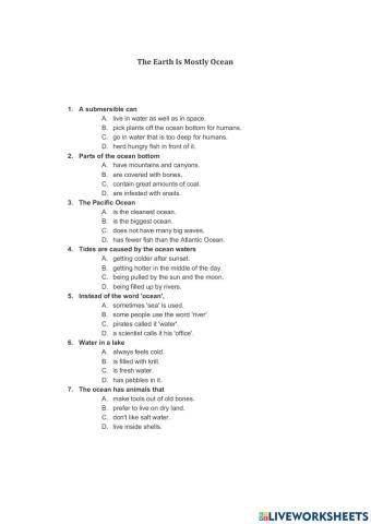 The Earth Is Mostly Ocean