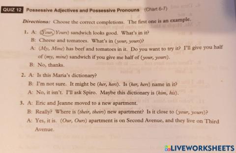 Possessive Adjectives and Possessive Pronouns