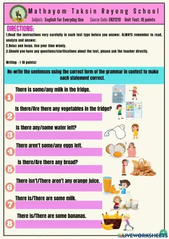 M1T1 EFEU Unit Test (Writing) by Teacher Chris