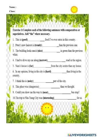 Bài tập so sánh 1