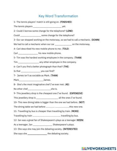 Key Word Transformation