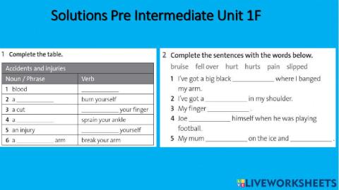 Solutions Pre Intermediate WB Unit 1 F