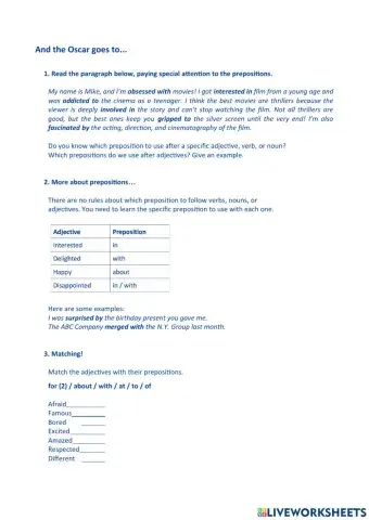 And the oscar goes to - B1 vocabulary