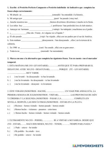 Pretérito indefinido o pretérito perfecto compuesto.