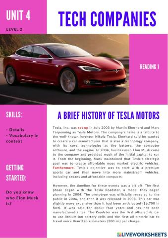 Cycle 2 - Reading 4.1 - A brief history of Tesla Motors