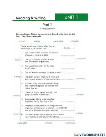 Flyers R&W Part 1-5 Skill Builder