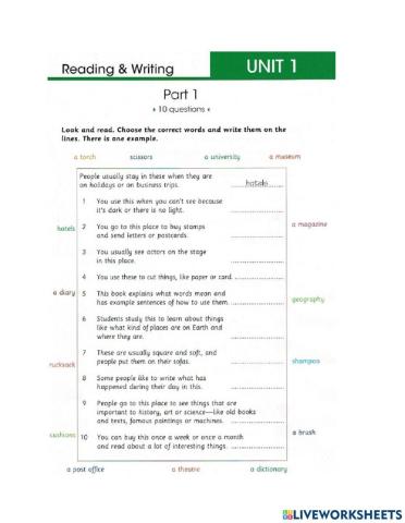 Flyers R&W Part 1-5 Skill Builder