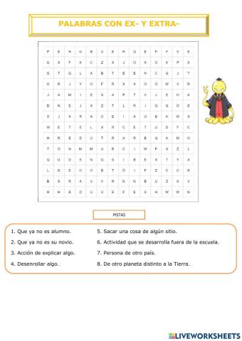 Palabras con ex- y extra-