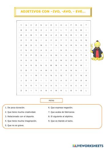 Sopa de letras adjetivos