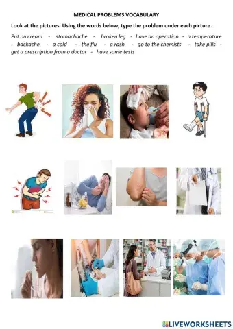 Medical problems vocabulary