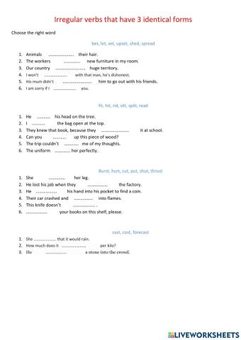 3 forms of the verbs