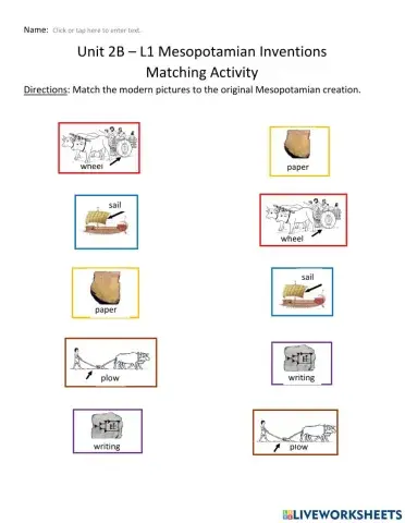 Unit 2B - L1 Mesopotamian Invention Matching