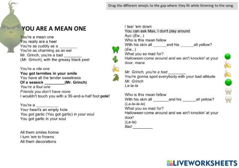 You are a Mean One Song Race Unit 4