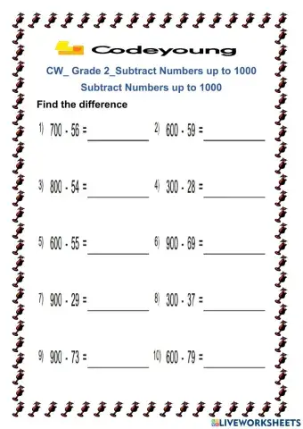 Subtract Numbers up to 1000