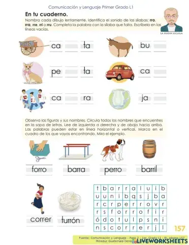 Comunicación y Lenguaje 1 L1 - Paso 2 - p. 157 - Letra -RR rr-