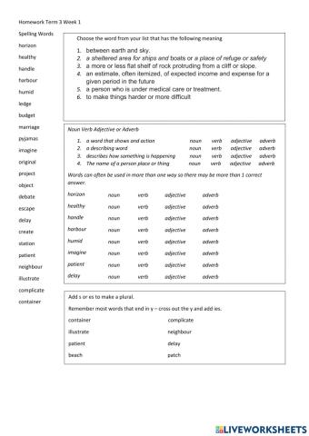 Homework Term 3 Week 1