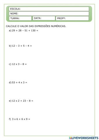 Expressões numéricas