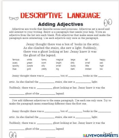 Descriptive Writing (Adjectives)
